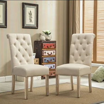 Stylish Solid Wood Tufted Parsons Dining Chairs Set