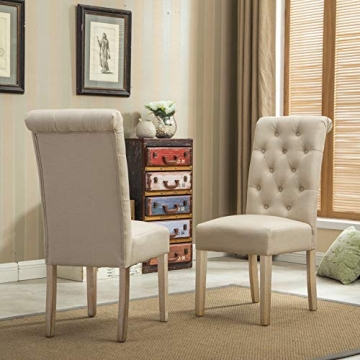 Stylish Solid Wood Tufted Parsons Dining Chairs Set