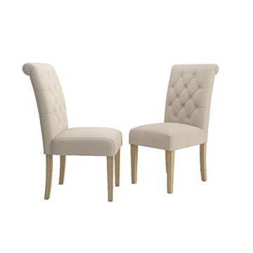 Stylish Solid Wood Tufted Parsons Dining Chairs Set