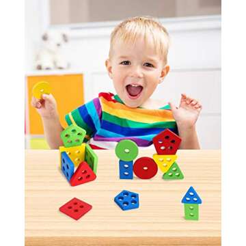 Coogam Wooden Sorting Stacking Montessori Toy for Toddlers