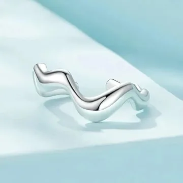 925 Sterling Silver Wave Ear Clips & Ring Set for Women