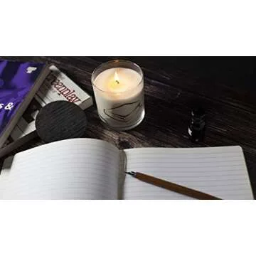 Library Book Scented Candle, 9 Oz with Glass Container - 100% Organic Soy Wax Lightly Scented with Clean Burning Natural Cotton Wick - Made in The USA