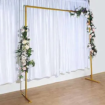 BalsaCircle 8 feet Gold Metal Square Backdrop Stand Arch - Wedding Ceremony Reception Events Party Photo Booth Decorations Supplies