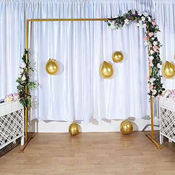 BalsaCircle 8 feet Gold Metal Square Backdrop Stand Arch - Wedding Ceremony Reception Events Party Photo Booth Decorations Supplies