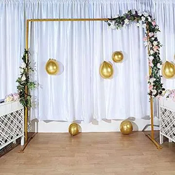 BalsaCircle 8 feet Gold Metal Square Backdrop Stand Arch - Wedding Ceremony Reception Events Party Photo Booth Decorations Supplies