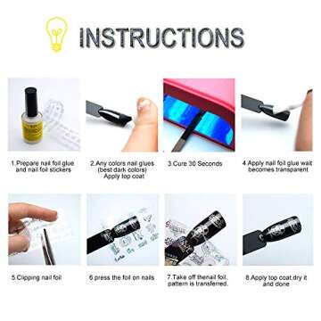 SILPECWEE 10 Rolls Starry Sky Star Nail Foil Stickers Tips Frosted Solid Color Nail Transfer Decals Manicure DIY Kit (1.57inches×39.4inches)