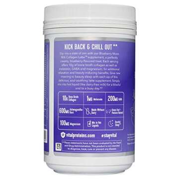 Vital Proteins Blueberry Moon Milk Collagen Latte Supplement, Melatonin, GABA, and Magnesium for Restful Sleep** - 11.5oz