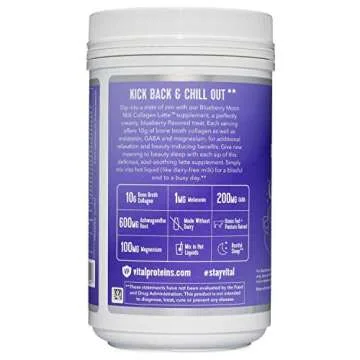 Vital Proteins Blueberry Moon Milk Collagen Latte Supplement, Melatonin, GABA, and Magnesium for Restful Sleep** - 11.5oz