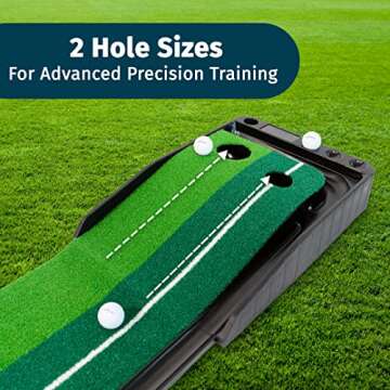 Abco Tech Indoor Golf Putting Green - Portable Mat with Auto Ball Return Function - Indoor Putting Green with Ball Return - Mini Golf Practice Training Aid - Home, Office, Outdoor Use - 3 Bonus Balls