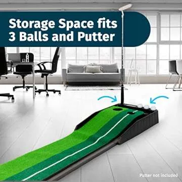 Abco Tech Indoor Golf Putting Green - Portable Mat with Auto Ball Return Function - Indoor Putting Green with Ball Return - Mini Golf Practice Training Aid - Home, Office, Outdoor Use - 3 Bonus Balls