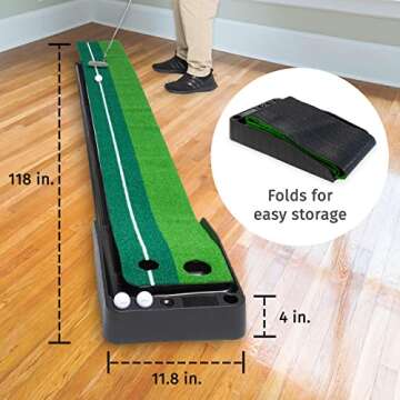 Abco Tech Indoor Golf Putting Green - Portable Mat with Auto Ball Return Function - Indoor Putting Green with Ball Return - Mini Golf Practice Training Aid - Home, Office, Outdoor Use - 3 Bonus Balls