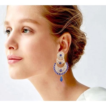 Touchstone Chand Bali Half Moon Earrings in Antique Gold Tone