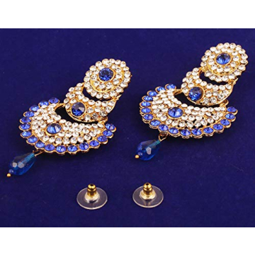 Touchstone Chand Bali Half Moon Earrings in Antique Gold Tone