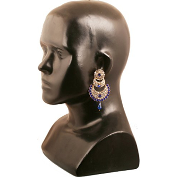 Touchstone Chand Bali Half Moon Earrings in Antique Gold Tone