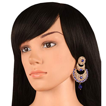 Touchstone Chand Bali Half Moon Earrings in Antique Gold Tone