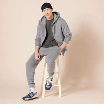 Amazon Essentials Men's Full-Zip Fleece Hoodie in Grey