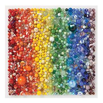 Galison 500 Piece Rainbow Marbles Jigsaw Puzzle for Families and Adults, Finished Puzzle is a Unique Rainbow Image, Photo Art Puzzle Includes Varying Colors and Sizes of Marbles