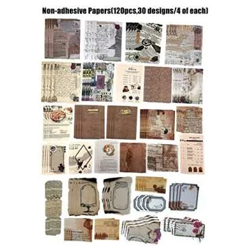 260PCS Vintage Journaling Scrapbooking Supplies Scrapbook Sticker Paper Ephemera Pack for Bullet Junk Journal Planners Collage Craft Notebooks Album (Coffee and Bread)