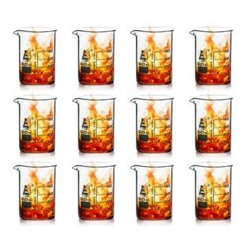 EISCO 12PK Beakers - Durable 50mL Borosilicate Glass, Low Form with Graduations