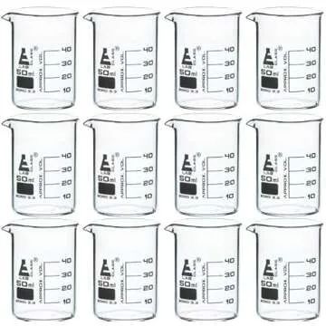EISCO 50mL Beakers | Borosilicate Glass | 12 Pack