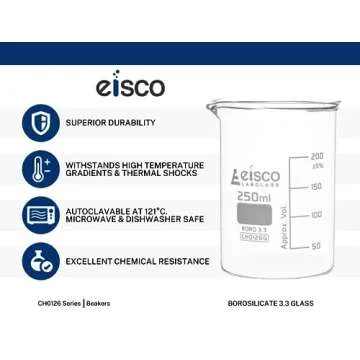 EISCO 50mL Beakers | Borosilicate Glass | 12 Pack
