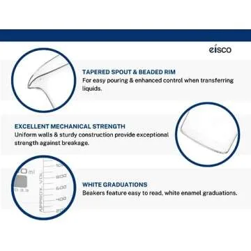 EISCO 50mL Beakers | Borosilicate Glass | 12 Pack