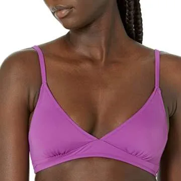 Amazon Essentials Women's Light-Support Classic Triangle Bikini Swimsuit Top, Violet, X-Large