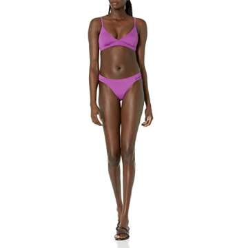 Amazon Essentials Women's Light-Support Classic Triangle Bikini Swimsuit Top, Violet, X-Large