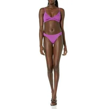 Amazon Essentials Women's Light-Support Classic Triangle Bikini Swimsuit Top, Violet, X-Large