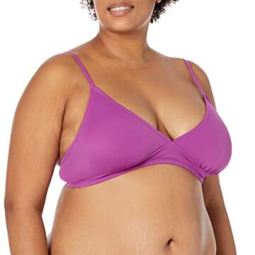Amazon Essentials Women's Light-Support Classic Triangle Bikini Swimsuit Top, Violet, X-Large
