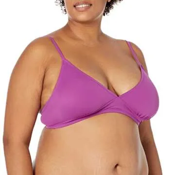 Amazon Essentials Women's Light-Support Classic Triangle Bikini Swimsuit Top, Violet, X-Large