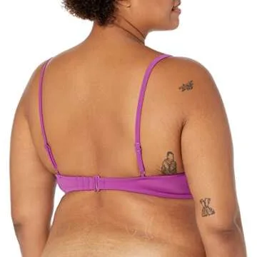 Amazon Essentials Women's Light-Support Classic Triangle Bikini Swimsuit Top, Violet, X-Large