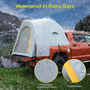 Truck Bed Tent, 5.2'-6.8' Pickup Truck Tent, PU2000mm Waterproof Double Layer for 2 Person, Large Space with Portable Storage Bag, Truck Bed Camper for Outdoor Camping Fishing Hiking Traveling
