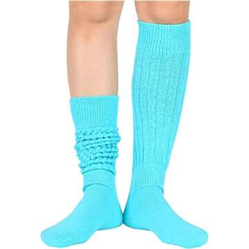 Zmart Blue Slouch Socks Women Retro Style Socks