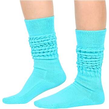 Zmart Blue Slouch Socks Women Retro Style Socks