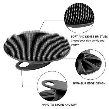 INNERNEED Soft Silicone Body Scrubber Handheld Shower Cleansing Brush, Gentle Exfoliating and Massag...