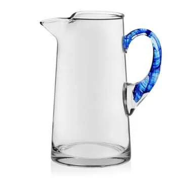 Libbey Cabos Blue Handled Glass Pitcher, 90 ounce