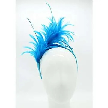 FELIZHOUSE 1920s Fascinator with Feathers Headband for Women Kentucky Derby Wedding Tea Party Headwear (Peacock Blue)