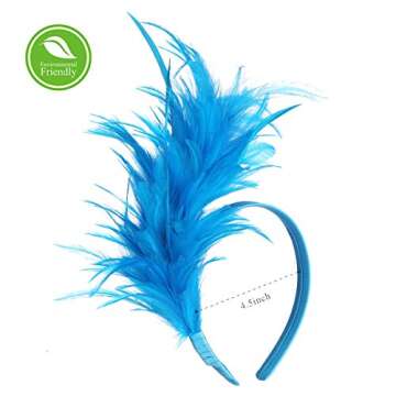 FELIZHOUSE 1920s Fascinator with Feathers Headband for Women Kentucky Derby Wedding Tea Party Headwear (Peacock Blue)