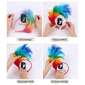 FELIZHOUSE 1920s Fascinator with Feathers Headband for Women Kentucky Derby Wedding Tea Party Headwear (Peacock Blue)