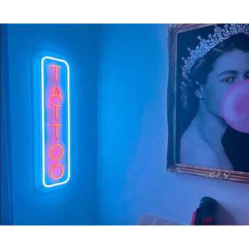 ZHZQWLJWJ Tattoo LED Neon Sign, Tattoo Custom Neon Sign, Tattoo Studio Sign Wall Neon Led - for Your Studio/Man-cave Sign/Wall Art Decor, Tattoo Artist. (50cm)