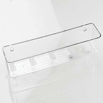 mDesign Plastic Wall Mount Mail and Key Holder with 5 Hooks, Hanger Rack Shelf for Home Entryway, Mudroom, Kitchen, Hold Letters, Cards, Magazines, Coats, Umbrellas, Ligne Collection - Clear