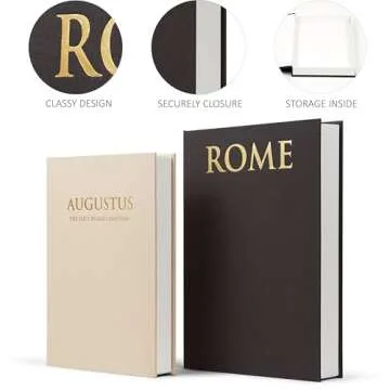 Linen Covered Decorative Books - 2-piece Set Decor Boxes for Aesthetic Bookshelf, Mantle and Entryway Table Decor for Living Room - Modern Fake Books for Decoration Coffee Table Storage Box