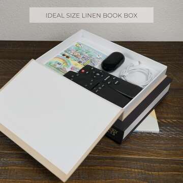 Linen Covered Decorative Books - 2-piece Set Decor Boxes for Aesthetic Bookshelf, Mantle and Entryway Table Decor for Living Room - Modern Fake Books for Decoration Coffee Table Storage Box