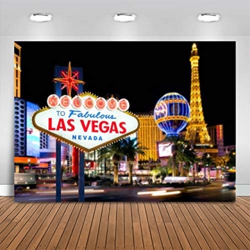 Mocsicka Welcome to Las Vegas Backdrop - Casino Night 7x5ft Decoration