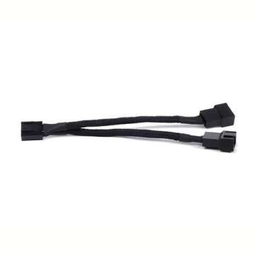 JBtek All Black Sleeved PWM Fan Splitter Cable 1 to 2 Converter, 2 Pack