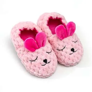 Enteer Toddler Girls' Premium Soft Plush Bunny Slippers US 9-10