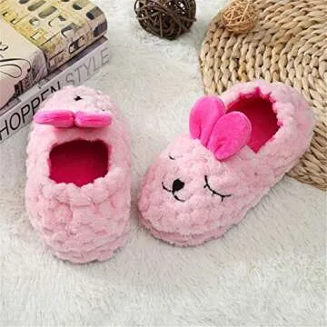 Enteer Toddler Girls' Premium Soft Plush Bunny Slippers US 9-10