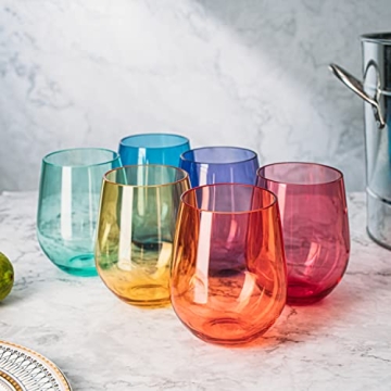Shatterproof Stemless Wine Glasses | Set of 6 Acrylic Drinkware