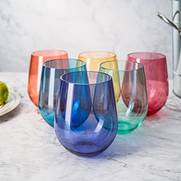 Shatterproof Stemless Wine Glasses | Set of 6 Acrylic Drinkware